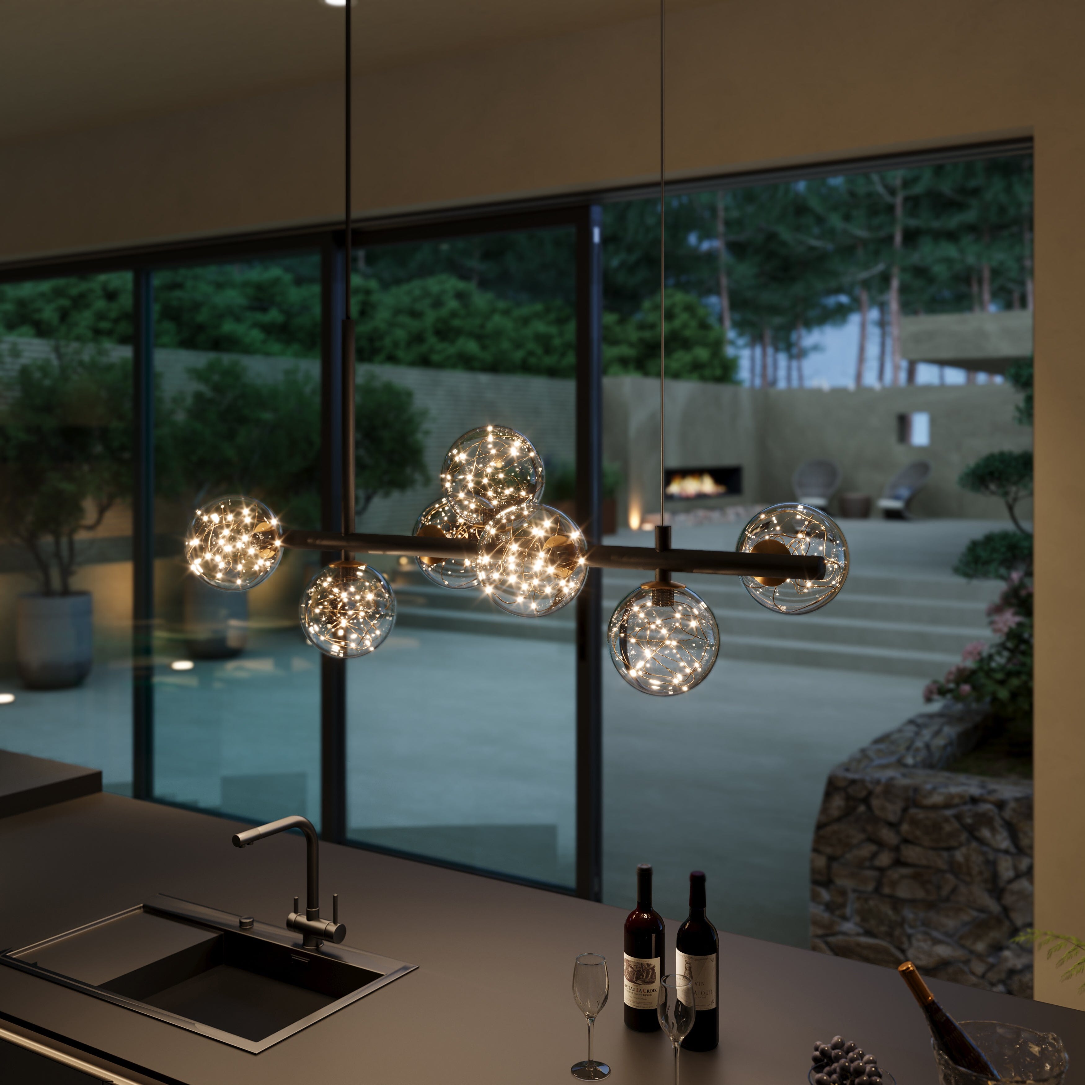 Lightsin Cumulus - Modern Metal Chandelier with LED Starry Sky Effect Lightsin UK 7 lights Pre-Order 
