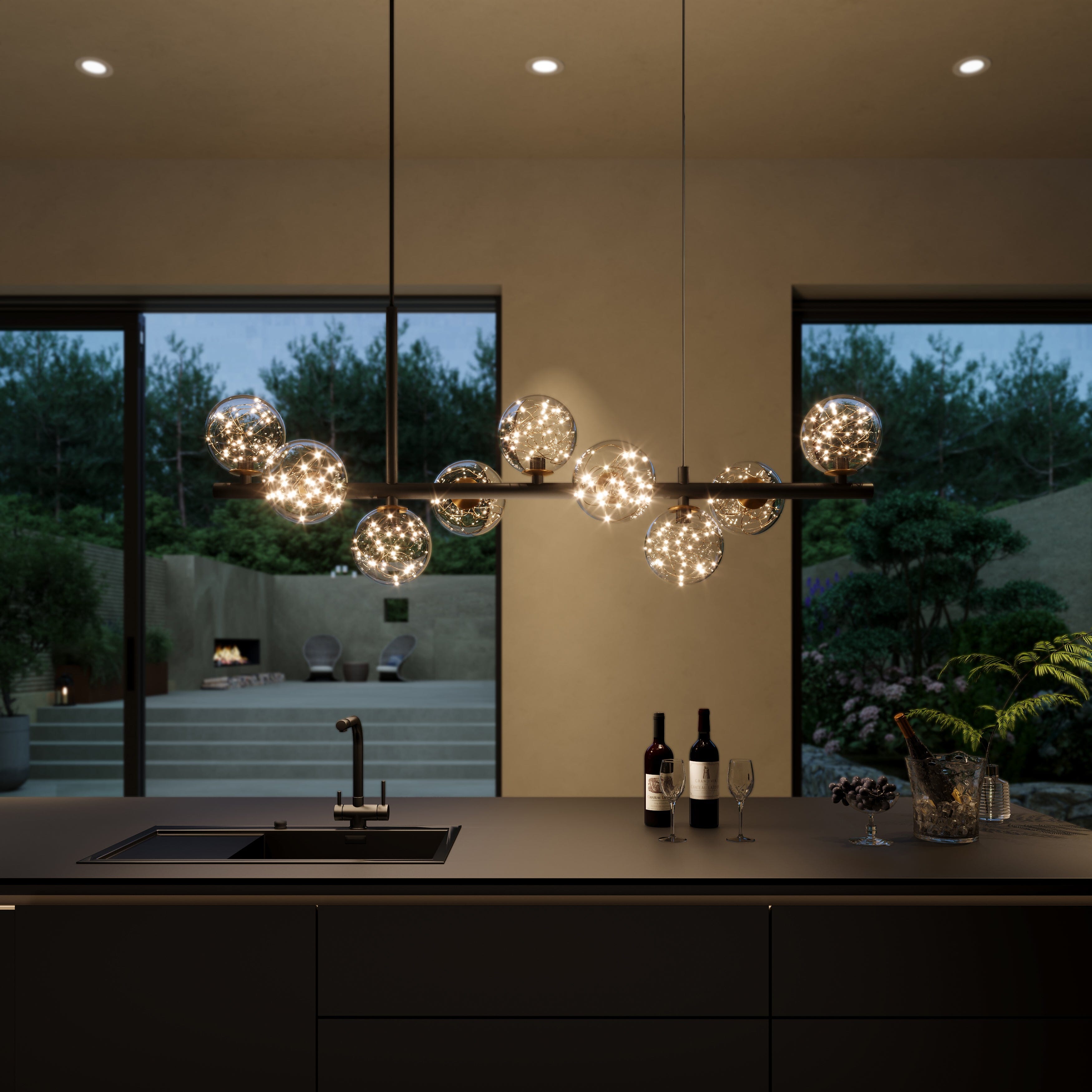 Lightsin Cumulus - Modern Metal Chandelier with LED Starry Sky Effect Lightsin UK 9 lights In Stock 