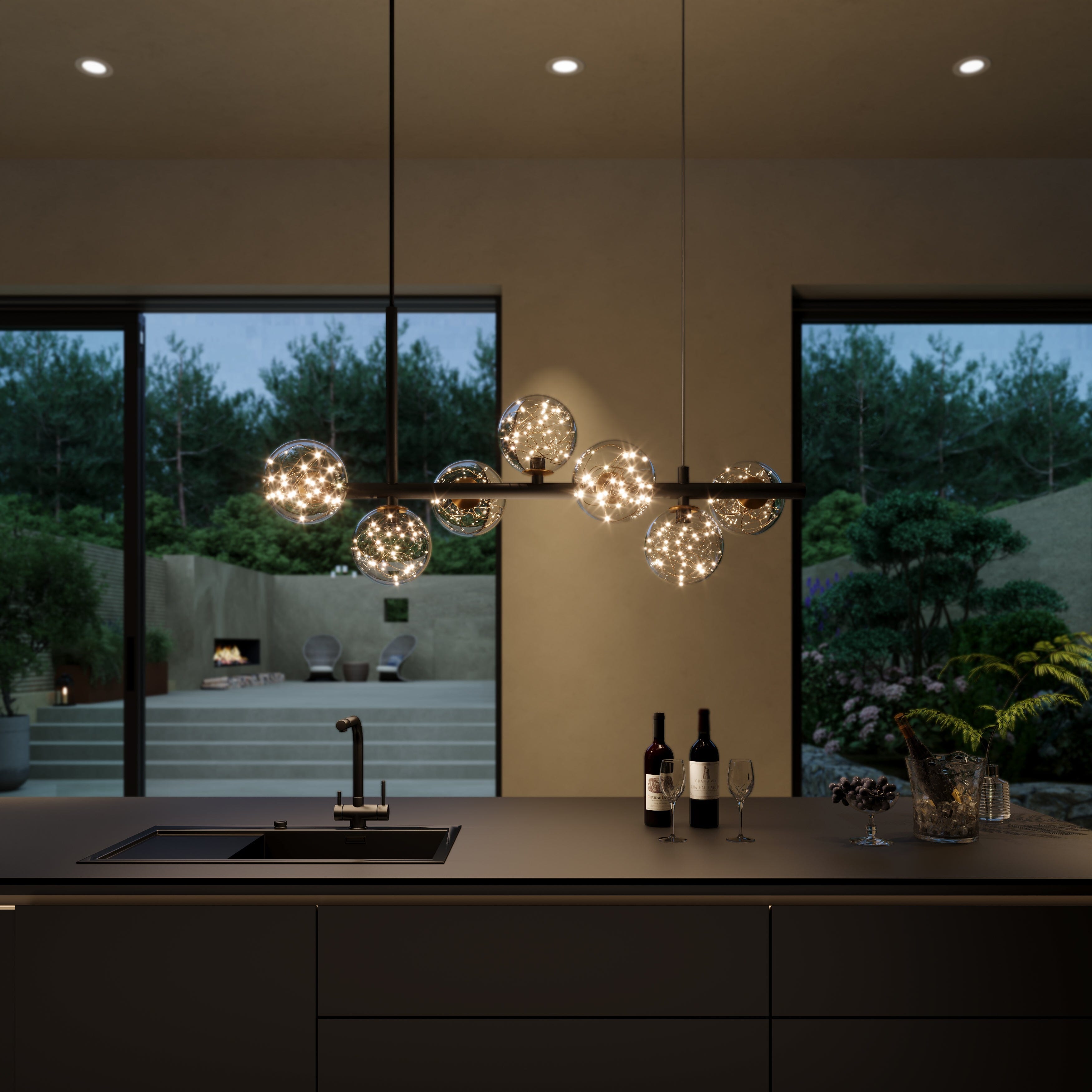 Lightsin Cumulus - Modern Metal Chandelier with LED Starry Sky Effect Lightsin UK 7 lights In Stock 