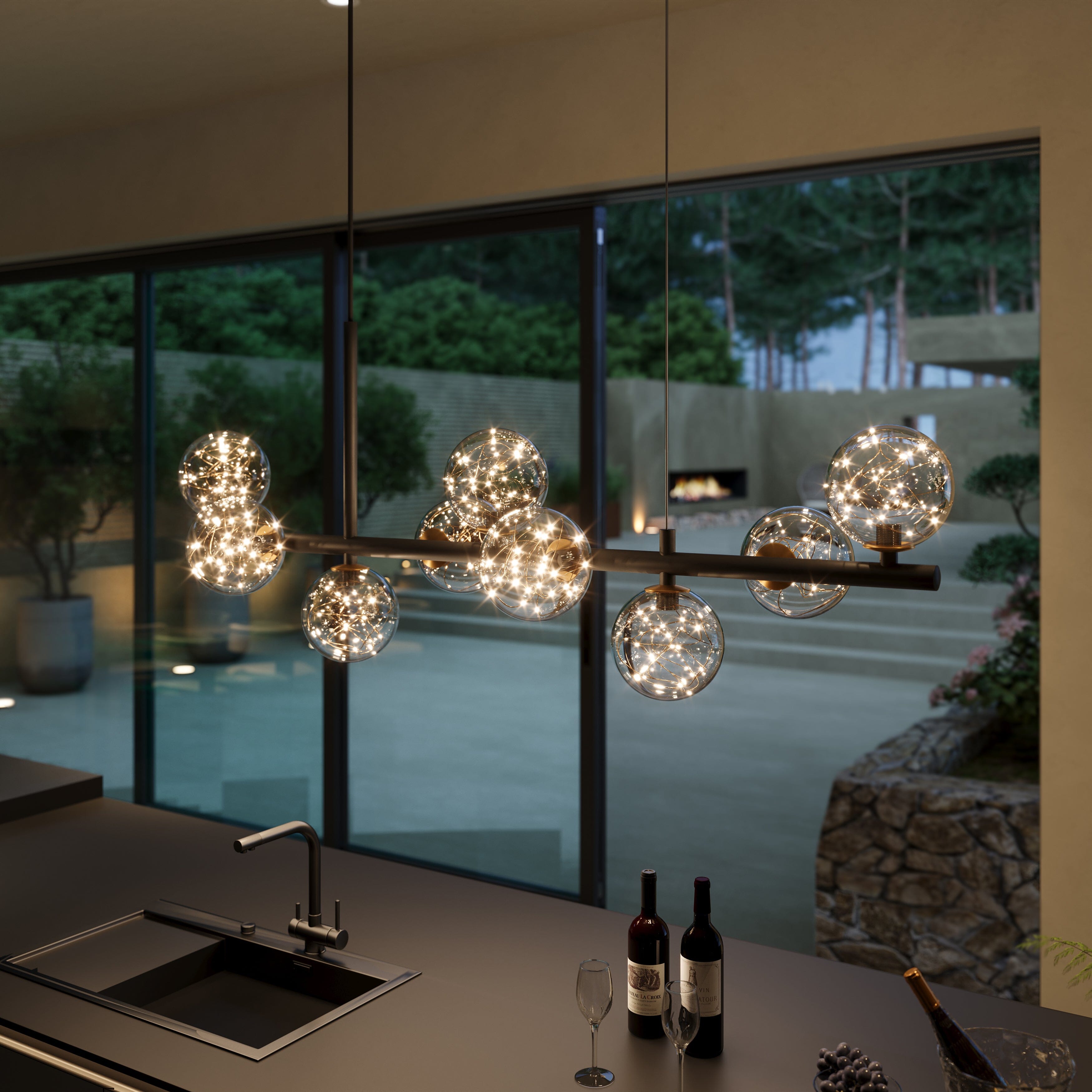 Lightsin Cumulus - Modern Metal Chandelier with LED Starry Sky Effect Lightsin UK 9 lights Pre-Order 