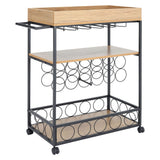 93.5cm H 3 Tier Kitchen Cart Wood Trolley for Dining Room Kitchen Trolleys Living and Home 