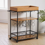 93.5cm H 3 Tier Kitchen Cart Wood Trolley for Dining Room Kitchen Trolleys Living and Home 