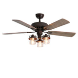Wooden Ceiling Fan with 3 Head Lights & Remote 52 Inch Ceiling Fans Living and Home 