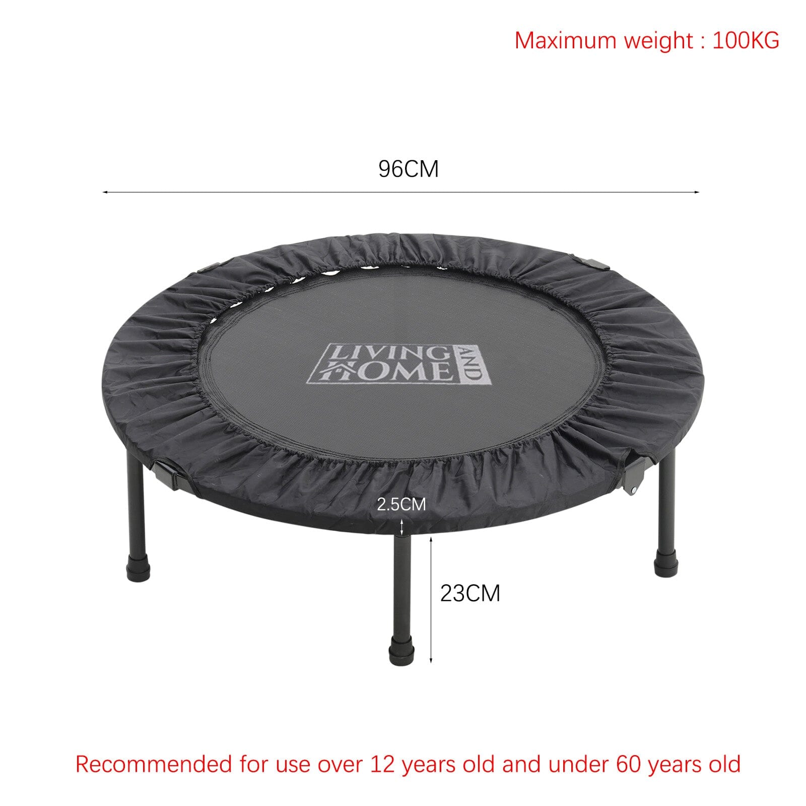 38 Inch Black Foldable Round Exercise Trampoline Trampolines Living and Home 