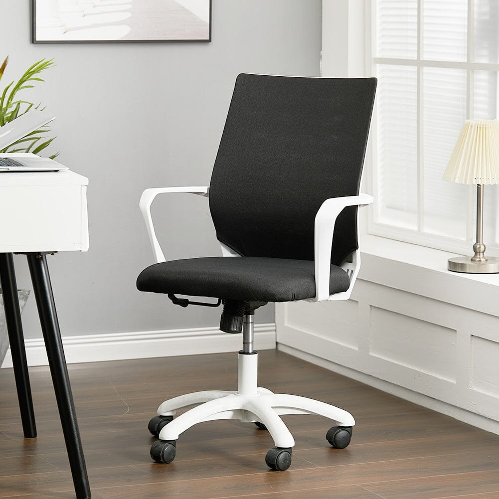 Professional Ergonomic Mesh & Fabric Office Chair Living and Home Black Fabric White Handrail