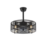 Black Ceiling Fan with 30W Light Wind Pendant with Metal Mesh Cage Ceiling Fans Living and Home 