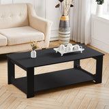 2ft  Modern Style Black Coffee Table with One Shelf