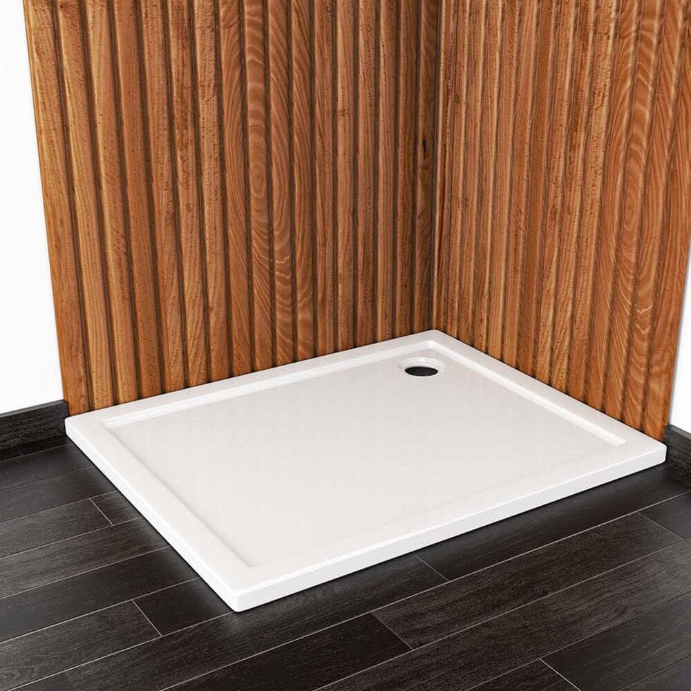 White Acrylic Shower Tray Leak-Proof Tray with Drain Shower Trays Living and Home W 100 x D 80 cm 