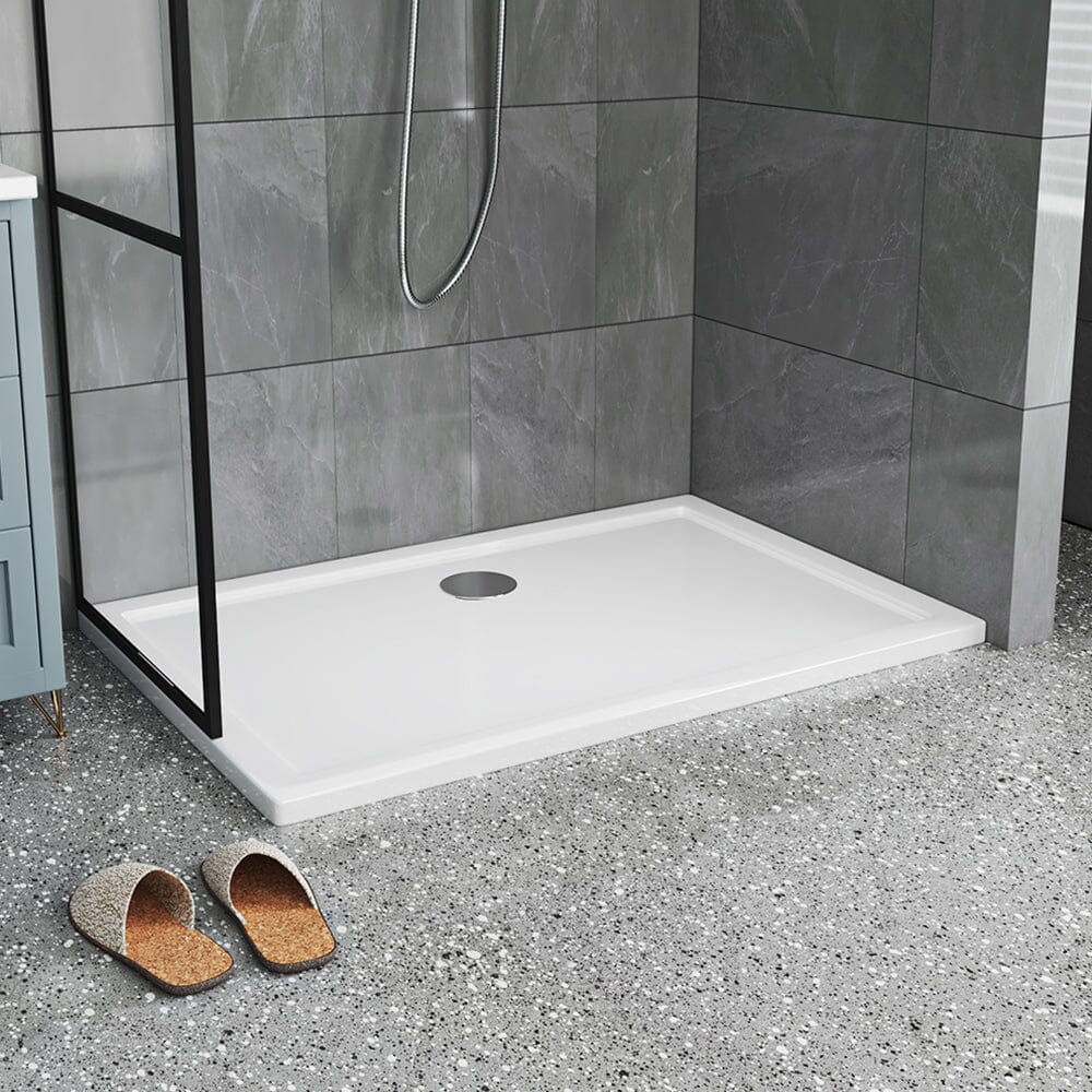 White Acrylic Shower Tray Leak-Proof Tray with Drain Shower Trays Living and Home W 120 x D 80 cm 
