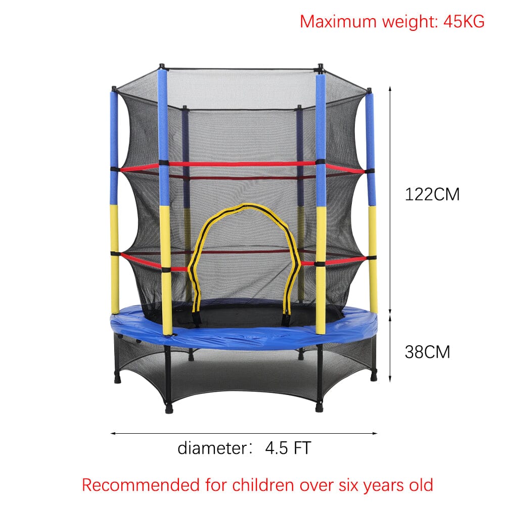4.5FT Kids Mini Trampoline with Safety Enclosure Trampolines Living and Home 