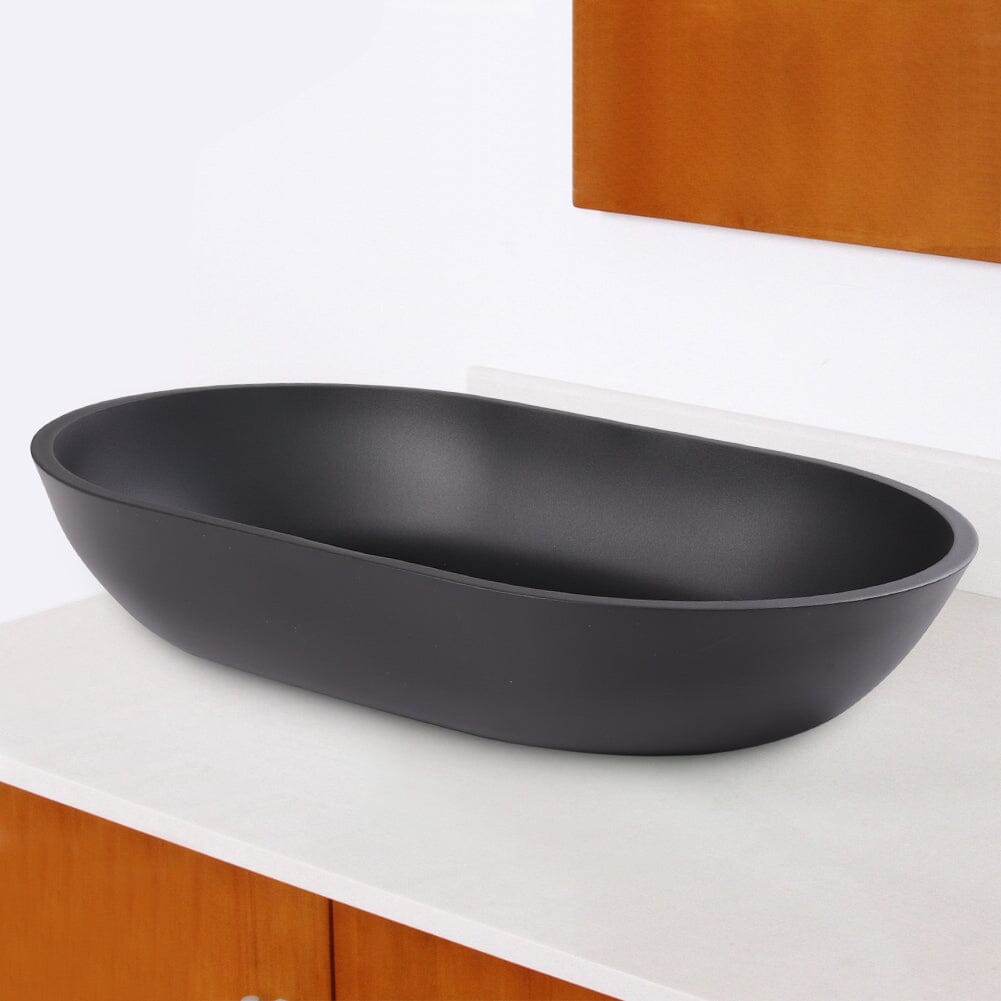 Oval Black Ceramic Vessel Bathroom Sink Drain Set Living and Home 