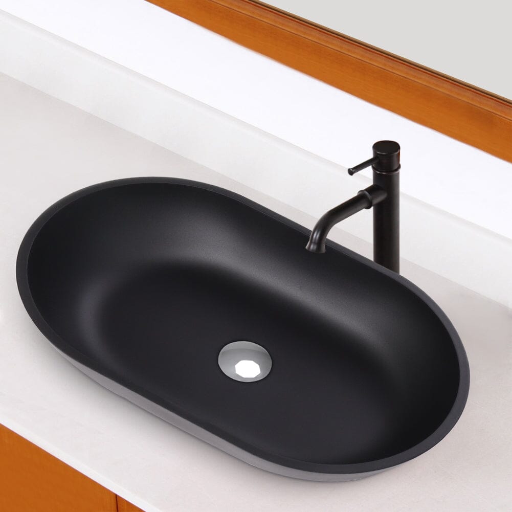 Oval Black Ceramic Vessel Bathroom Sink Drain Set Living and Home 