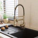 Stainless Steel Kitchen Faucet with Pull Down Spring Spout and Pot Filler Kitchen Taps Living and Home Brushed Gold 