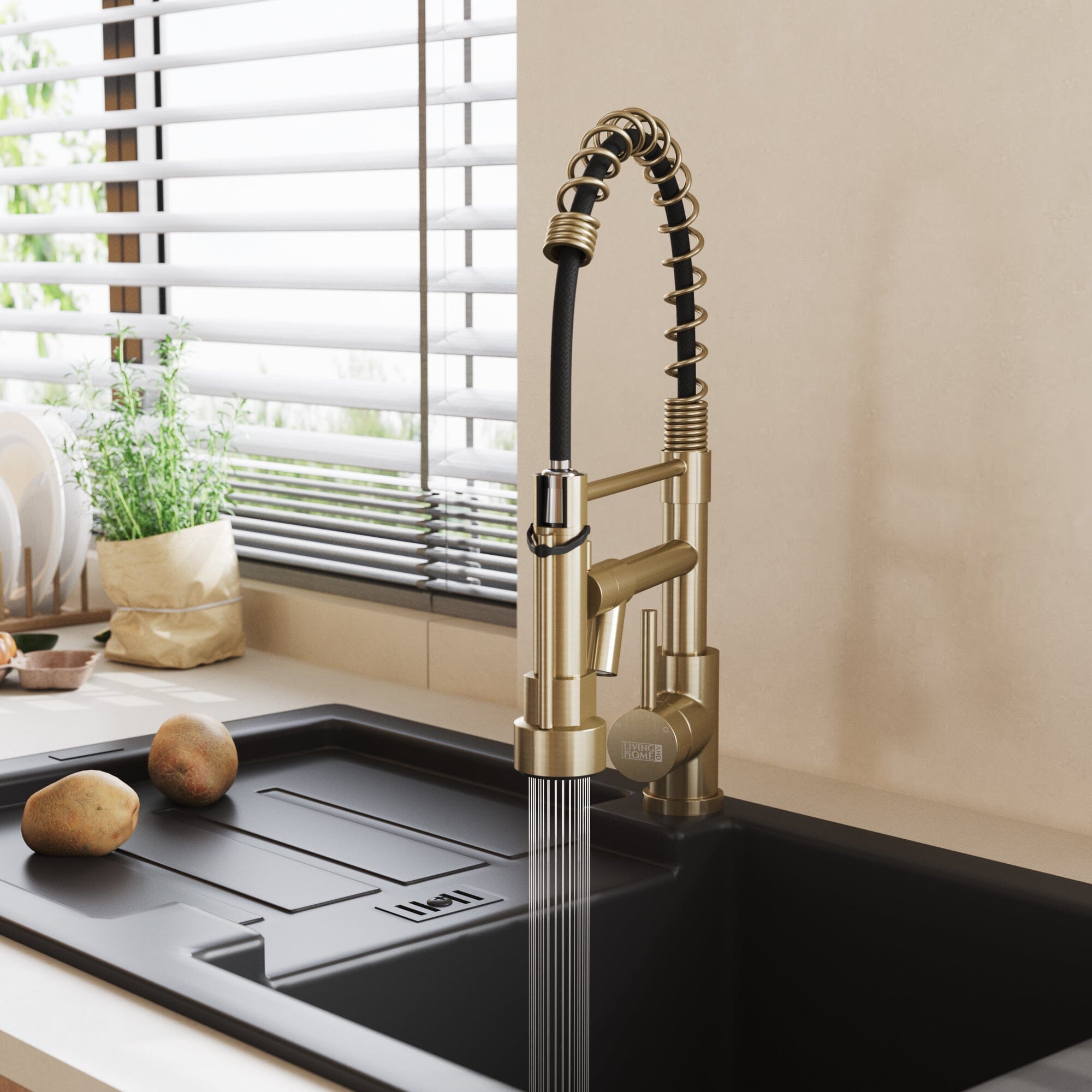 Stainless Steel Kitchen Faucet with Pull Down Spring Spout and Pot Fil ...