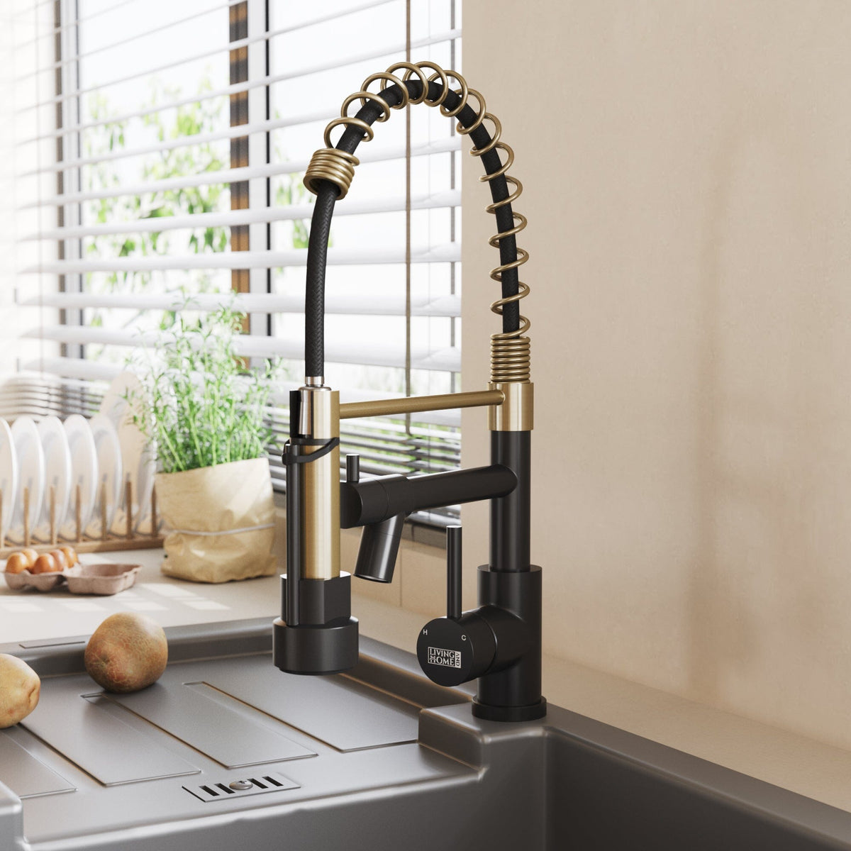 Stainless Steel Kitchen Faucet with Pull Down Spring Spout and Pot Fil ...