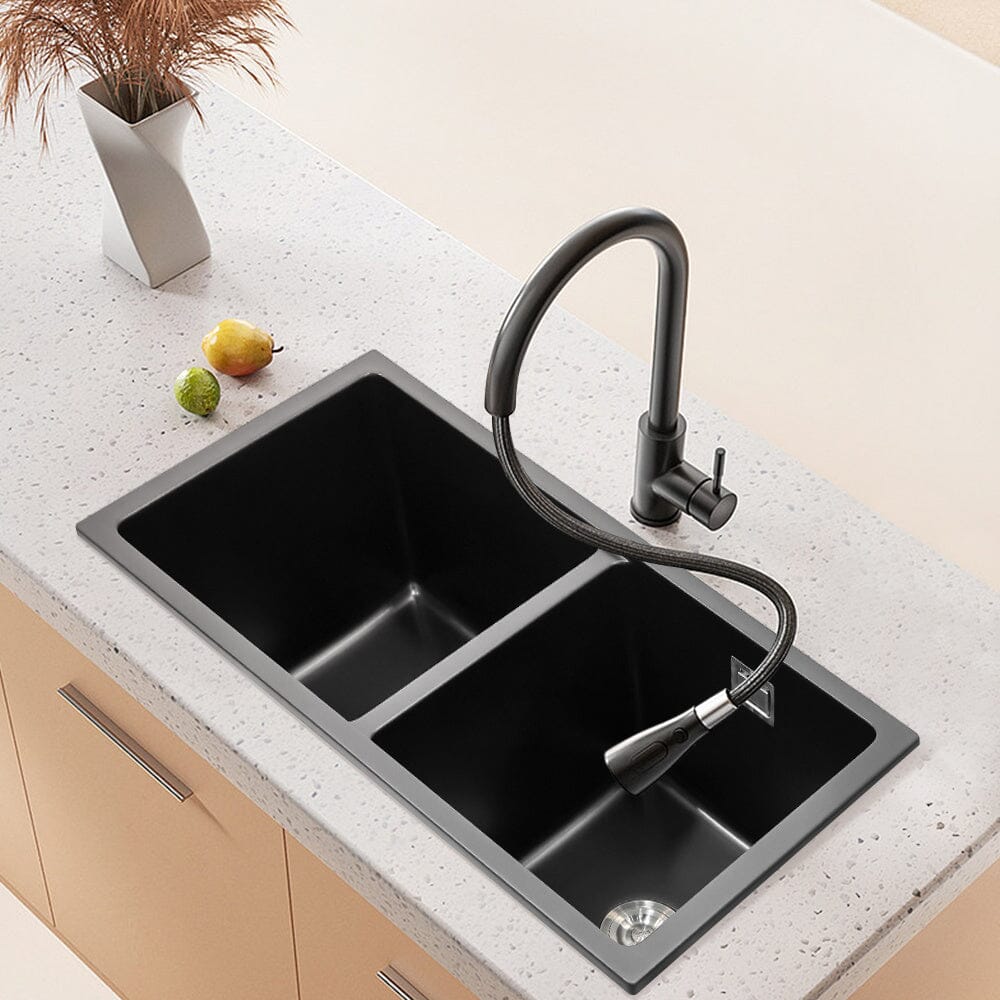Quartz Double Bowl Undermount Kitchen Sink Living and Home 