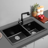Undermount Double Bowl Quartz Kitchen Sink Black Kitchen Sinks Living and Home 