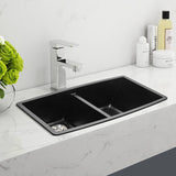Quartz Equal Double Bowl Undermount Kitchen Sink Black Kitchen Sinks Living and Home 