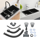 Black High-quality Equal Double Bowl Undermount Kitchen Sink Kitchen Sinks Living and Home 