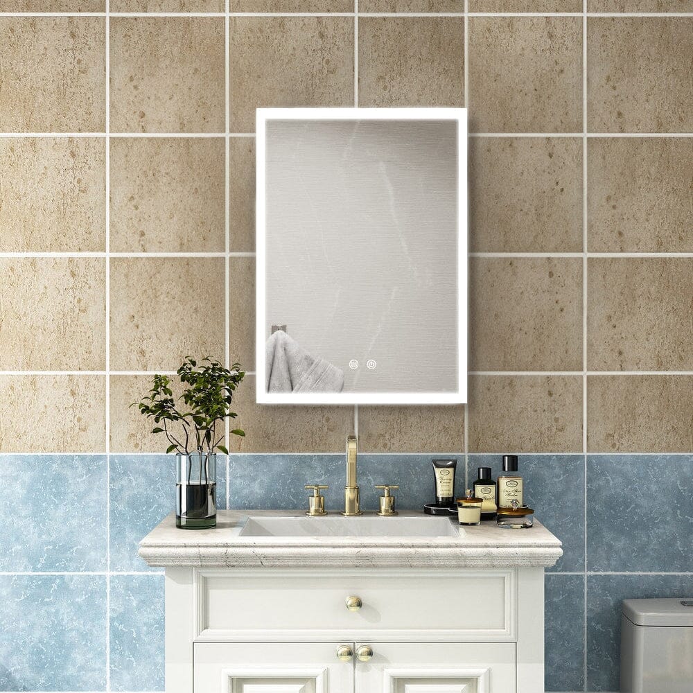 Surface Mount Frameless Single Door LED Mirror Cabinet Bathroom Mirror Cabinets Living and Home 