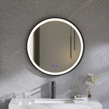 Round Metal Framed LED Wall Mirror Bathroom Mirrors Living and Home 60cm W x 4cm D x 60cm H 