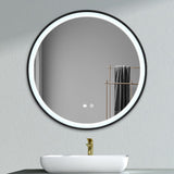 Round Metal Framed LED Wall Mirror Bathroom Mirrors Living and Home 80cm W x 4cm D x 80cm H 