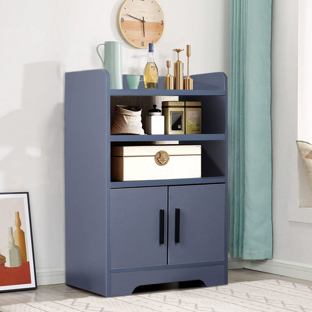 80cm H Contemporary Wooden Sideboard Cabinet with Open Storage Cabinets Living and Home Grey 