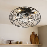 Black Cage Ceiling Fan Light