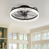 Modern Black Round Crystal Ceiling Fan with Light Ceiling Fans Living and Home 