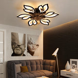 65cm Dia. Modern Flower Shape Ceiling Fan with Light Ceiling Fans Living and Home Black 