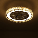 Round Crystal Flush Mount LED Ceiling Fan Light Ceiling Fans Living and Home 