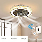 Round Crystal Flush Mount LED Ceiling Fan Light Ceiling Fans Living and Home 