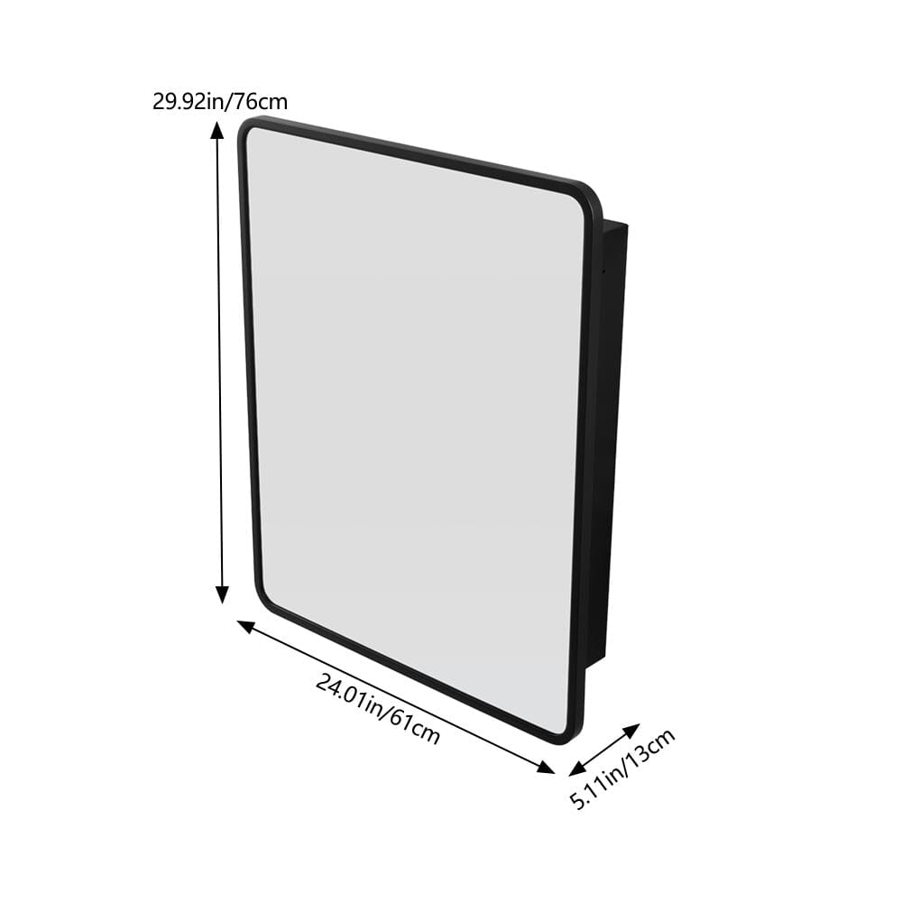 Surface Mount Rectangular Bathroom Storage Mirror Cabinet with Round Corner, DM0920 Living and Home 