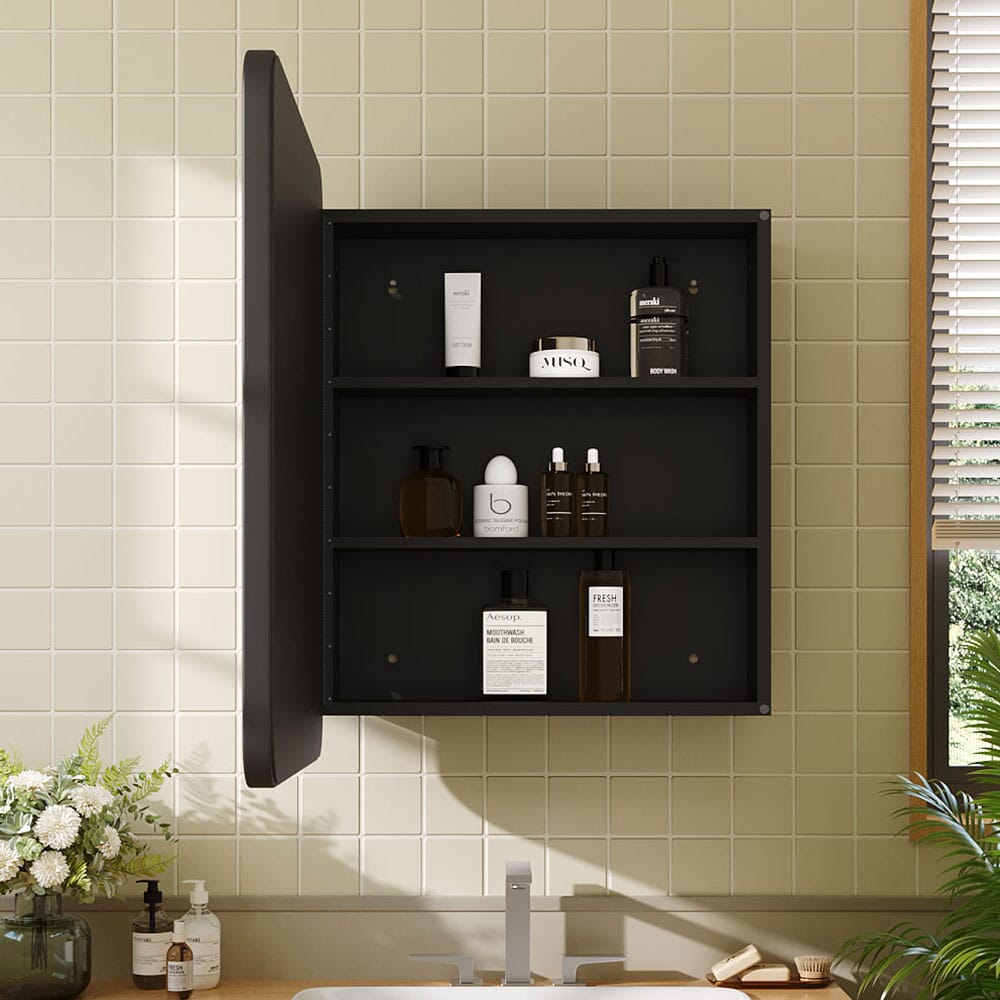 Surface Mount Rectangular Bathroom Storage Mirror Cabinet with Round Corner, DM0920 Living and Home 