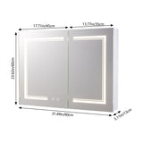 Dimmable LED Double-door Demister Mirror Cabinet Wall-Mount Bathroom Storage with Socket, DM0925 Living and Home 