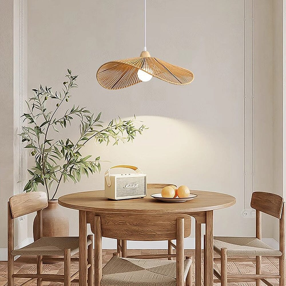 ‍Natural Woven Simple Vintage Straw Hat Pendant Lights (100% off) Lightsin UK D40cm In Stock 