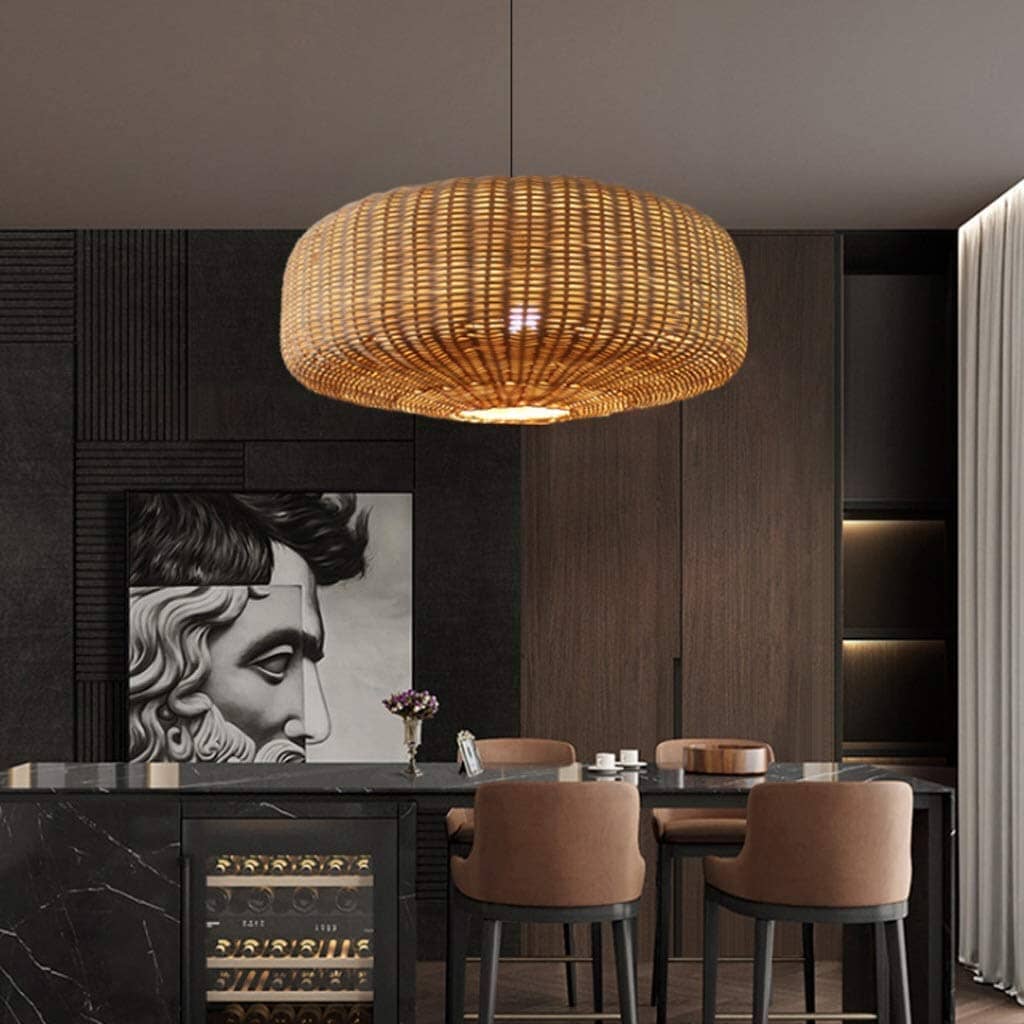 ‍Lightsin Handwoven Rattan Hanging Lamp Rustic Style Pendant Light Fixture (100% off) Lightsin UK D60cm 