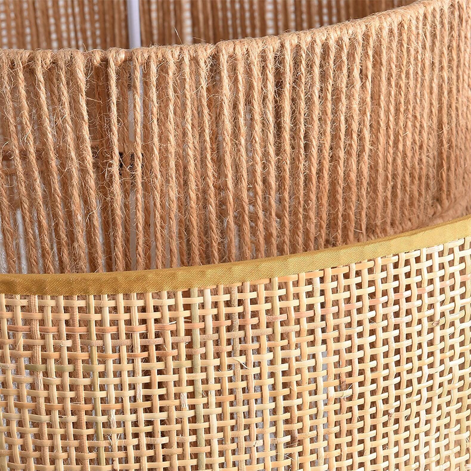 Lightsin Natural Woven Rattan and Hemp Rope Rustic Pendant Light Fixture Lightsin UK 