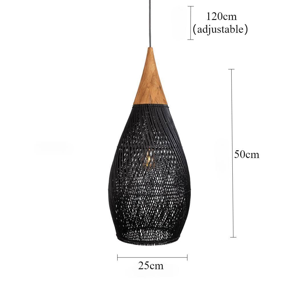 ‍Lightsin Handcrafted Water-Drop Shaped Rattan and Wood Pendant Light (100% off) Lightsin UK 25cm Dia×50cm H 
