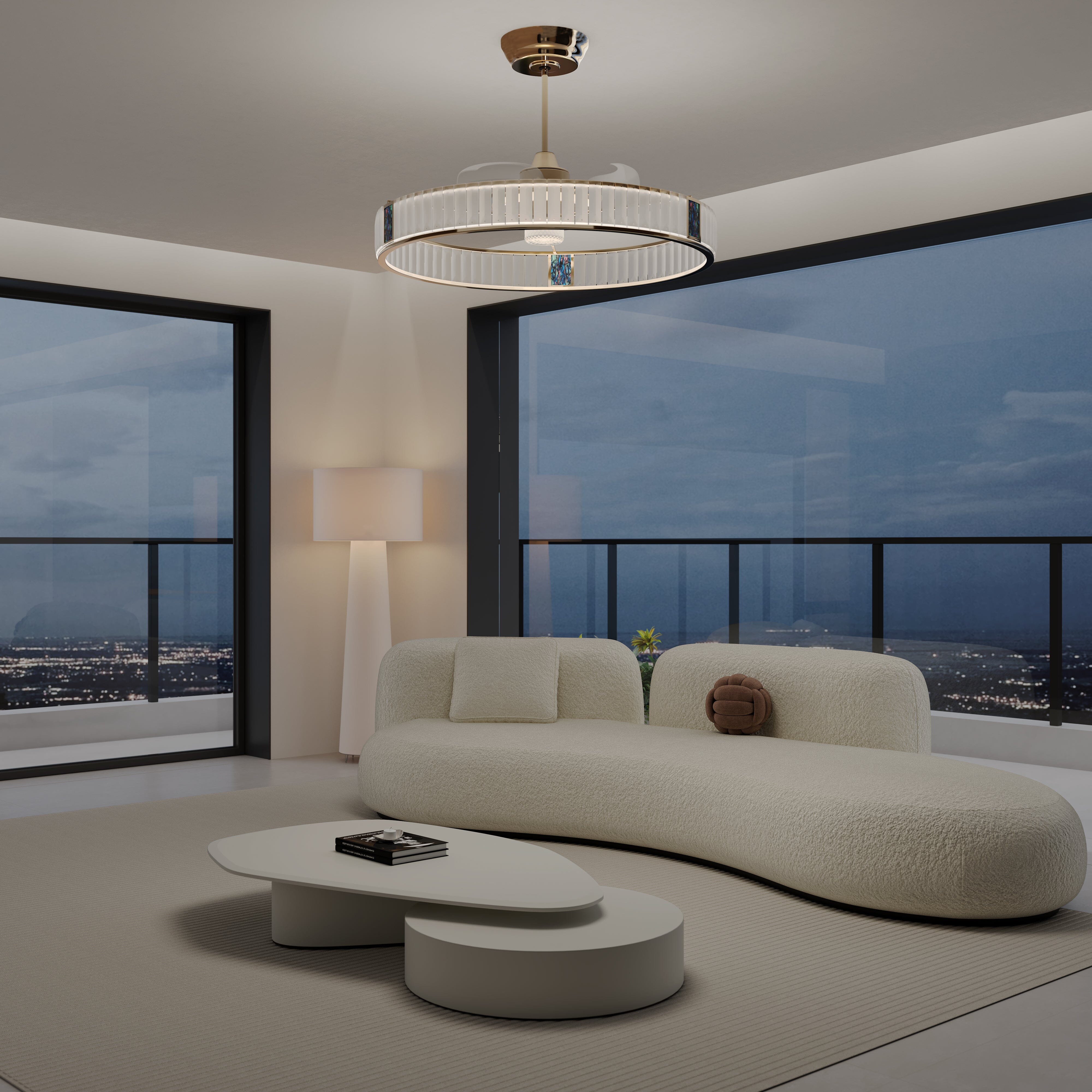 Lightsin Elegant Gold Silent Ceiling Fan Lamp with Crystal Accent Lightsin UK 