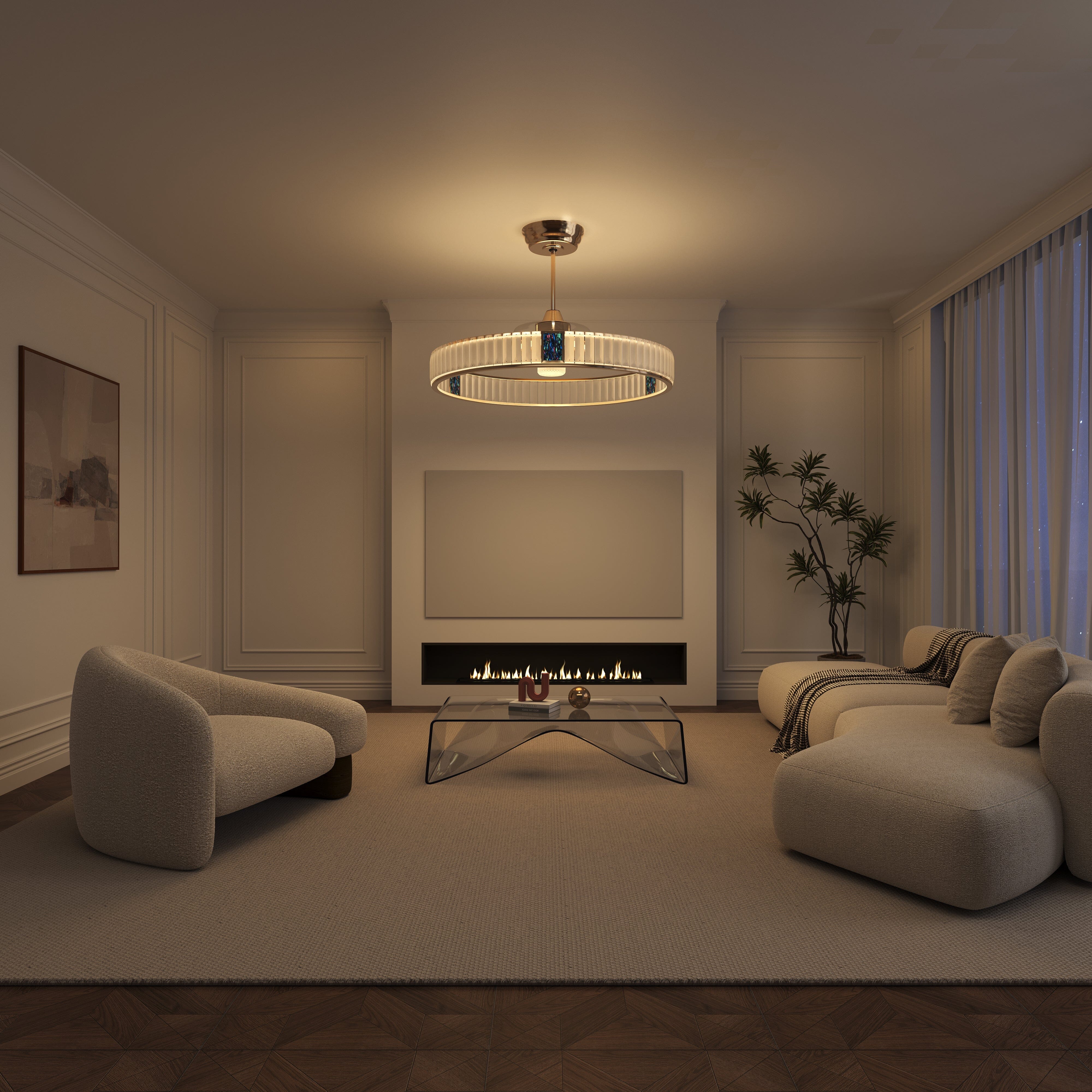 Lightsin Elegant Gold Silent Ceiling Fan Lamp with Crystal Accent Lightsin UK 