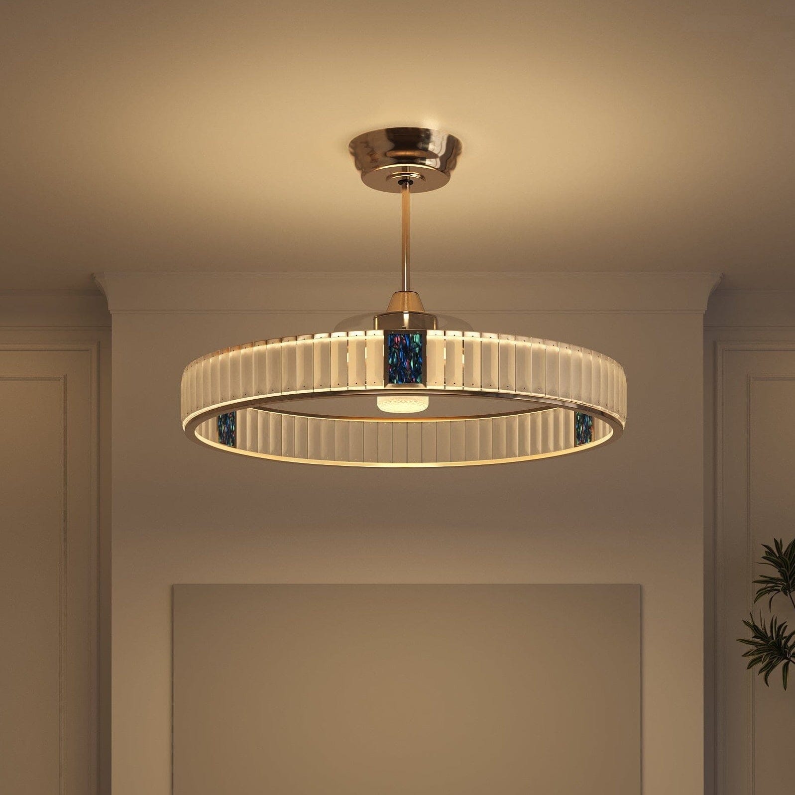 Lightsin Elegant Gold Silent Ceiling Fan Lamp with Crystal Accent Lightsin UK 