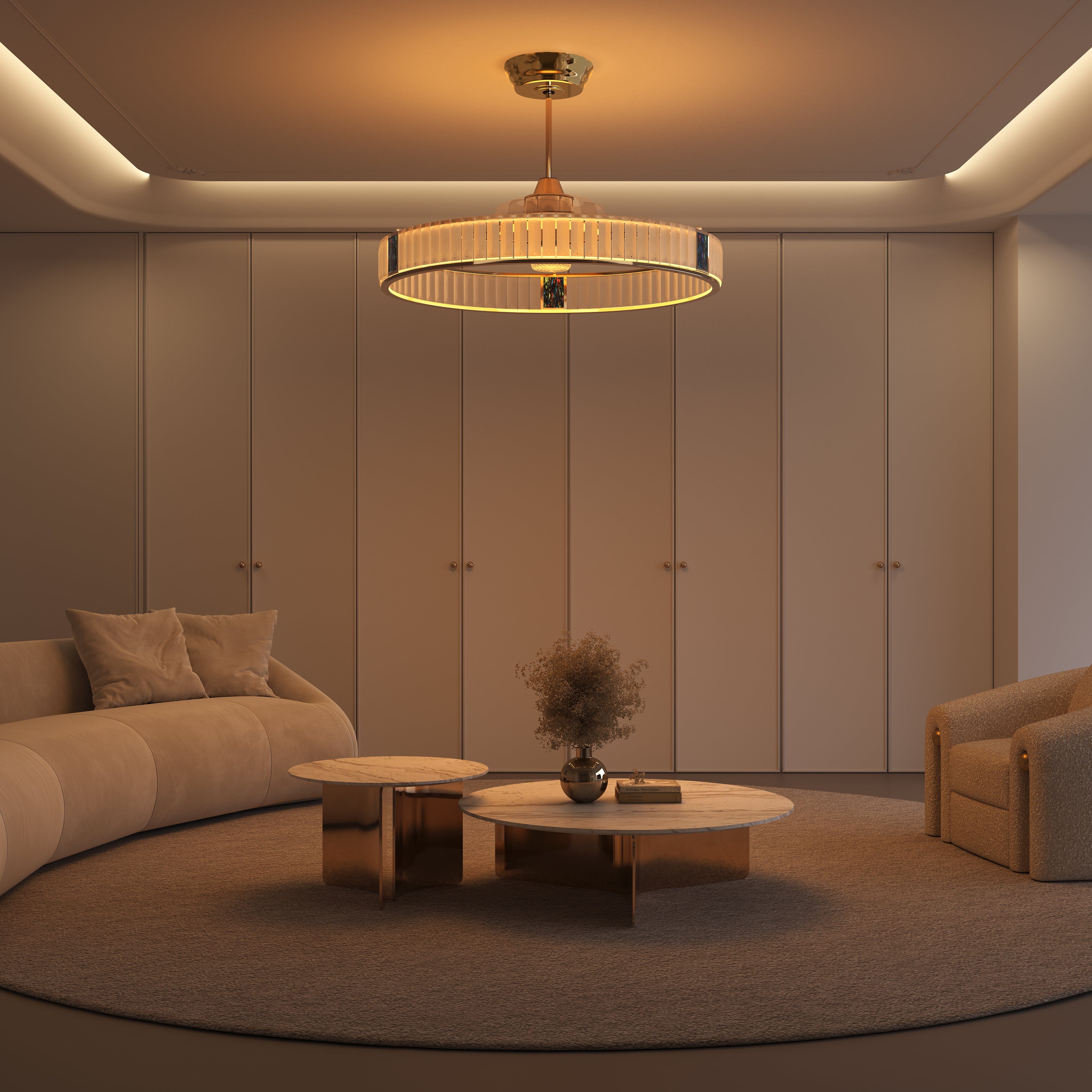 Lightsin Elegant Gold Silent Ceiling Fan Lamp with Crystal Accent Lightsin UK 