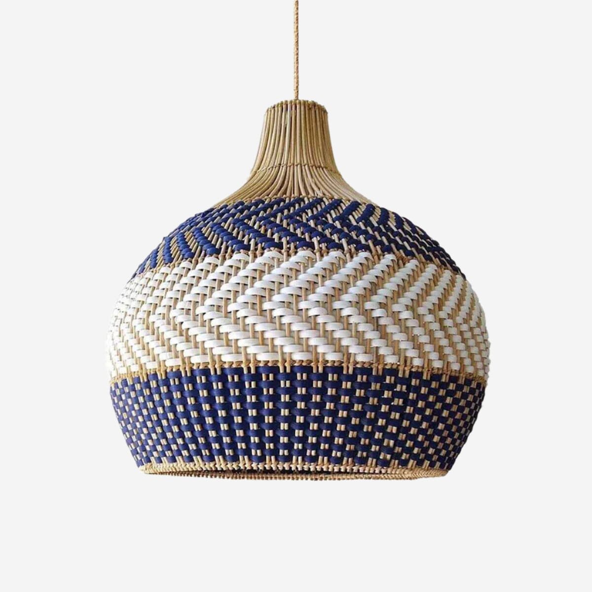 Lightsin Handwoven Blue and White Rattan Pendant Light Lightsin UK 
