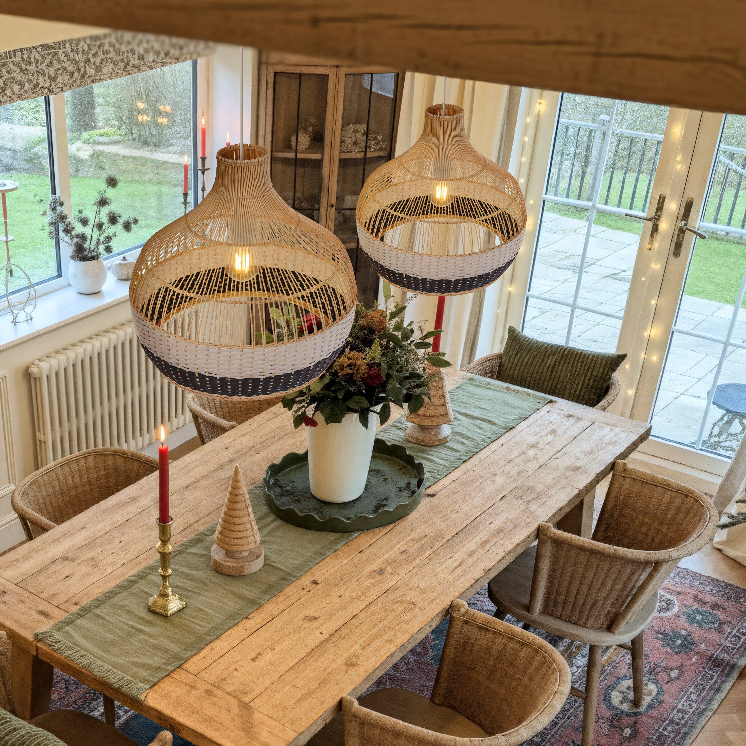 Lightsin Monochrome Japanese Style Handwoven Rattan Pendant Light Lightsin UK 