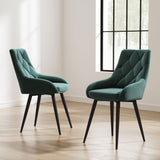 88cm Height Set of 2 Green Dining Chair Accent Chair Velvet Upholstery Dining Chairs Living and Home Dark Green 