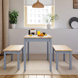 Modern Solid Wood Dining Table Set with 2 Benches Dining Sets Living and Home 