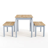 Modern Solid Wood Dining Table Set with 2 Benches Dining Sets Living and Home 