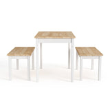Modern Solid Wood Dining Table Set with 2 Benches Dining Sets Living and Home 