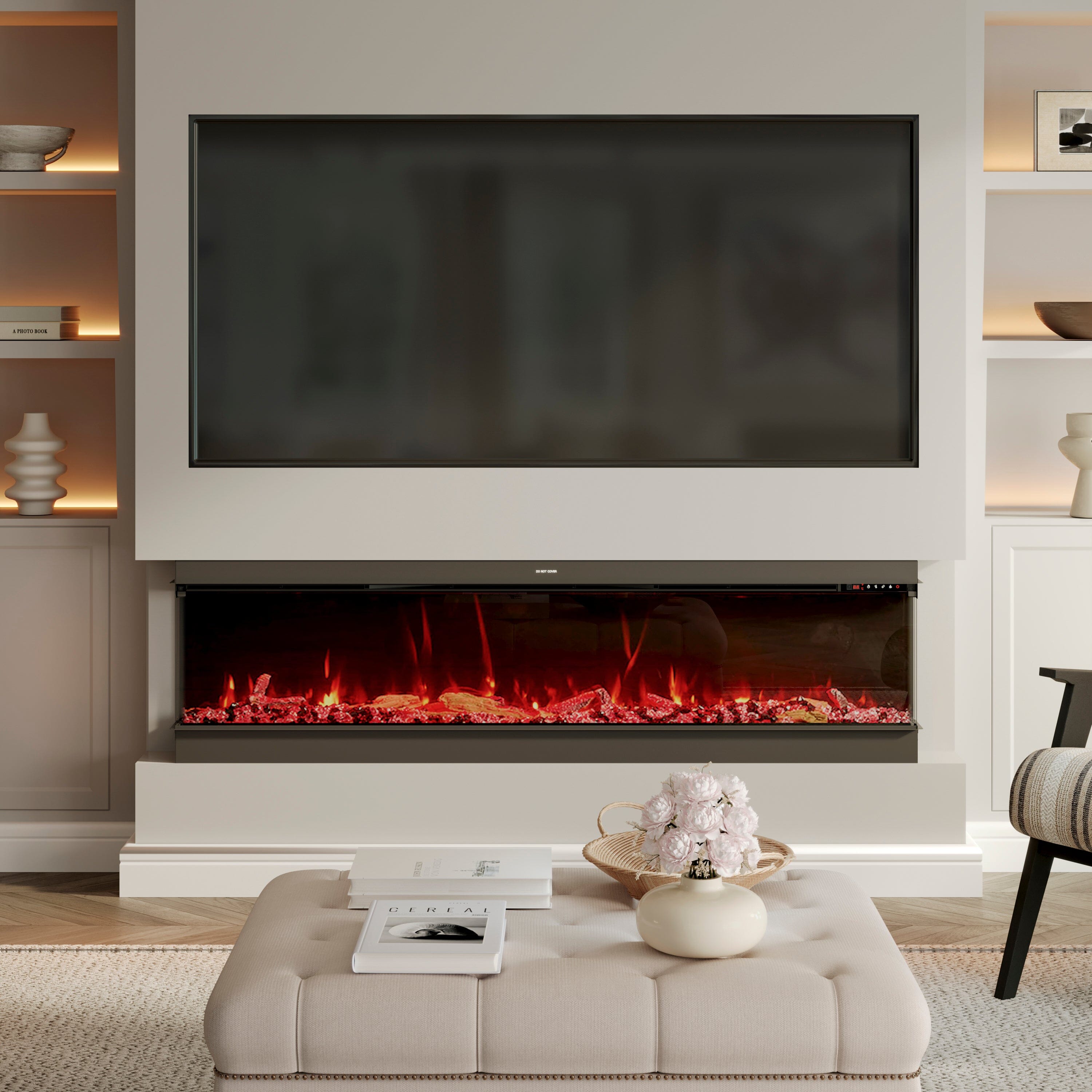 50/60/70/80inch 3-sided Electric Fireplace with Adjustable Color, Temperature and Timing, Controlled by APP Living and Home 